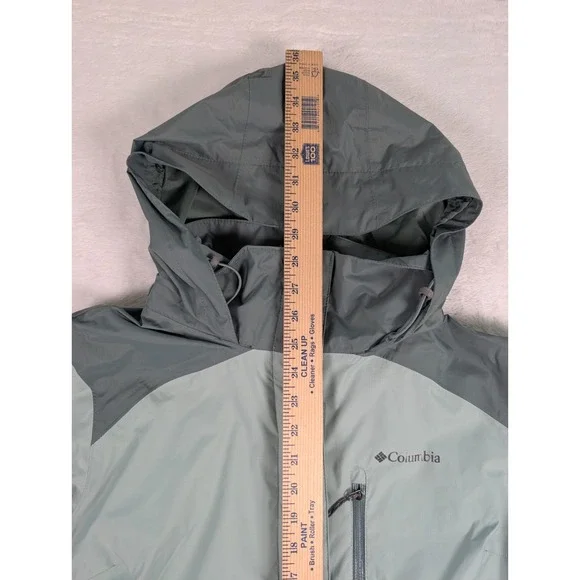 Columbia Arcadia II Rain Jacket Womens Large Green Two Tone Waterproof Packable - Picture 4 of 8